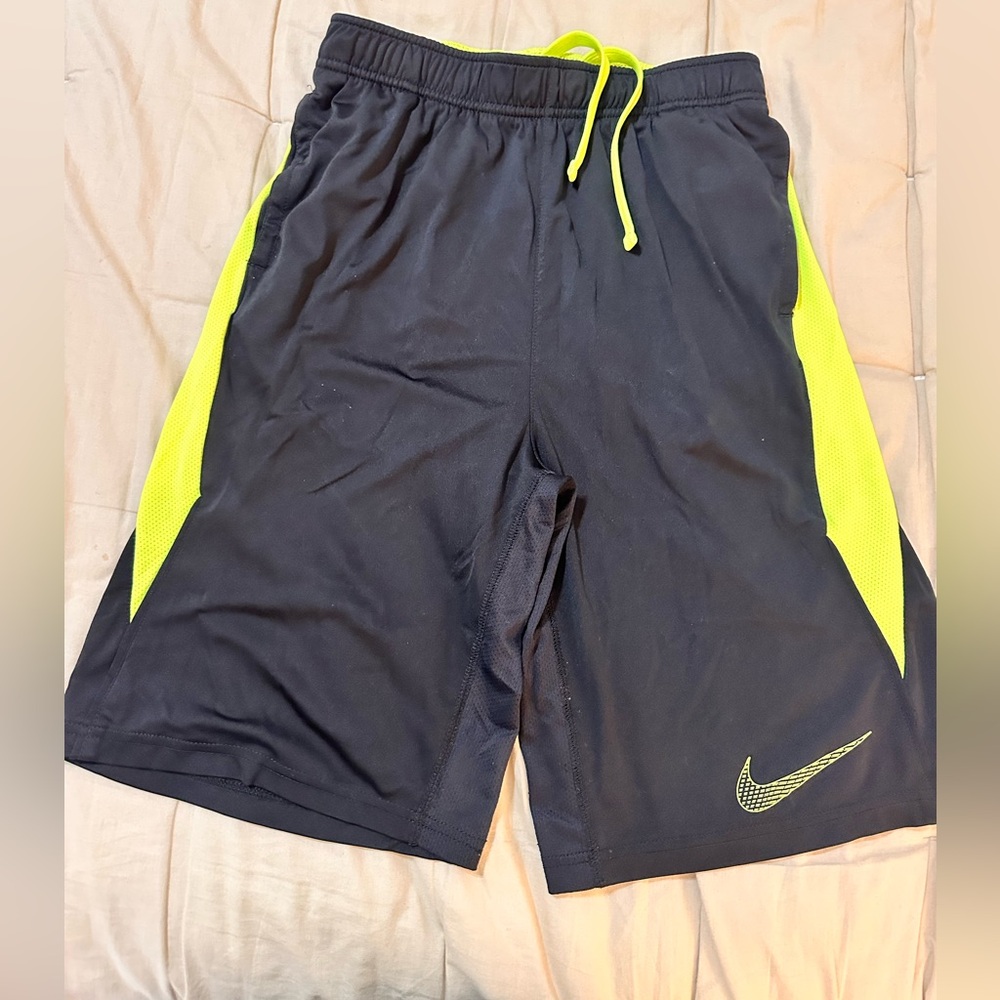 Big Boys Nike Dri-FIT Black and Neon Yellow Shorts